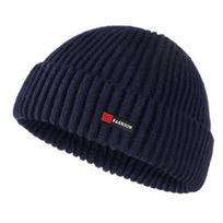 Men Winter Hat Solid Color Dome Stretchy Dome Knitted Thermal Anti-slip Fall Winter tamsiai mėlyna spalva