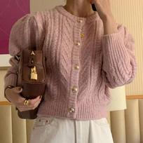 Autumn Korean Fashion Sweet Kinnted Cardigan Women Y2k Kawaii Solid Sweater Top Female Elegant Cute Style Harajuku Aesthetic Casual Coat S rožinė
