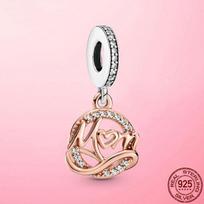925 Silver Clover Ladybug Dreamcatcher Dangle Charms Beads Fit Original  Bracelet Necklace Charms Jewelry beige