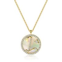 925 Sterling Silver European Simple Pavé Crystal Twenty Six Letters Pendant Clavicle Chain Necklace Women Fashion Jewelry