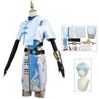 Chong Yun Cosplay Costume Halloween Costume Men's Game ChongYun Party Men's Clothing Women's Anime Game L-(Costume+Wig) white