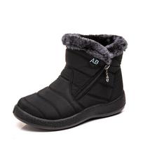 Women's Boots Warm Winter Boots Ankle Fur Bota Feminina Winter Shoes Women Waterproof Snow Boots Female Short Botines 44 juoda