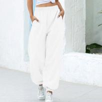 Elastic High Waisted Wide Leg Pants Women's Loose Oversized Casual Pants Solid Color Ankle Pants Autumn and Winter 3XL oranžinė