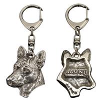 Basenji, Afrikos krūminis šuo, Kongo šuo - Sidabruotas raktų pakabukas su šunimi, rankinės papuošimas, prekės ženklo Art-Dog kuprinės pakabukas sidabras