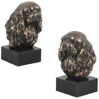 Cavalier King Charles Spaniel - Dog statue, bust on stone base, sculpture, trophy for dog show by Art-Dog brand ruda