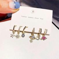 New Set Star And Moon Planet Hoop Earrings Sets Long Gold Color Earrings For Women Fashion Jewelry Gift  Gifts S -E1283