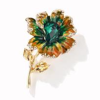 High -End Fashion Oil Drop Crystal Glass Flower Brooch Brooch European And American Creative Temperament Flower Brooch violetinė