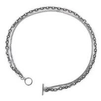 Nerūdijančio plieno Hip Hop Ot Raktikaulių Grandinėlės Paprastumas Dvisluoksnis Vyriškas Karoliai Unisex Choker Kaklo Papuošalai gray