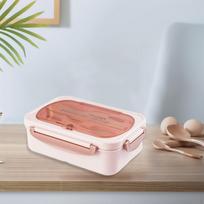 Bento Box Multifunctional Portable with Utensils for Home Hiking Backpacking pink 3 grids gray