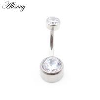 Alisouy 1PC Internally Threaded G23 Titanium Cylinder Barbell Round Zircon Women Belly Button Navel Ring Piercing Body Jewelry 1.6mm-8mm(6-4mm) žalia