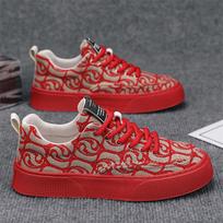 Vyriški laisvalaikio batai Kvėpuojantys sportbačiai vaikščiojimui Lauko bateliai su raišteliais Platforminiai batai Vyriški riedlenčių plokštieji batai Raudoni Žali Zapatillas Hombre 39 red