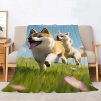 The Beloved Shiba Inu Throw Blanket 150x200 Fluffy Plaid Warm Blankets for Cold Beach Towel Luxury Bedding Home Interior Knee & 30x40in gray