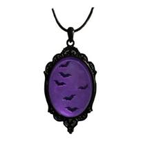 Bat Pendant Necklace Women Gothic Choker Oval Pendant with Bat Pattern Vintage balta