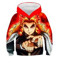 4-14T Spring Autumn Fashion Children's Demon Slayer 3D Print Hoodie Boy Cartoon Long Sleeve Casual Hooded Tops Clothing 150 gray