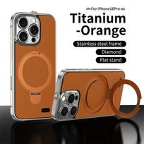 Prabangus metalinio rėmo magnetinis stovas telefono dėklas, skirtas „iPhone 16 15 Pro Max Magsafe“ belaidžio įkrovimo aliuminio lydinio objektyvo apsauginis dangtelis For iPhone 15 Pro Max
