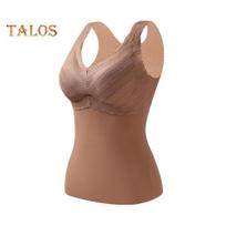 Žieminė moteriška terminė liemenė su krūtinės pagalvėlėmis Besiūliai aksominiai greito temperatūrinio užrakto V kaklelis Slim Fit elastingas vidinis dėvimas be rankovių apatinis apatinis viršus XL