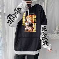 Harajuku Anime Demon Slayer Drabužiai Kyoujurou Rengoku su spausdintu gobtuvu Vyriški Moteriški Megztiniai megztiniai Harajuku Unisex džemperiai 4XL geltona