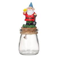 Kalėdinis saldainių stiklainis Skaidrus stiklinis indelis su dangteliu, derva Gnome Santa Statue Mini C
