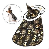 Pet Costume Witch Hat Cap Cape Set Lightweight Dog Wizard Cloak for Halloween