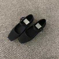 fashion Autumn Square Toe Ballet Flas Shoes Fashion Shallow Buckle Women Flat Shoes Ladies Casual Outdoor Ballerina Shoe Moccasin Woman 35 juoda