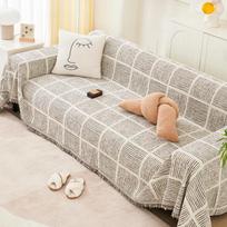 Antklodės langeliu Nordic Ins stiliaus vasarinės universalios lovoms, miegamajai sofai, dekoratyvinis Boho sofos užvalkalas, pledas iškylai su kutais 180x130cm beige