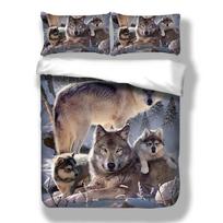 3D Spausdintas patalynės komplektas Sniego Vilkas Gyvūnas Viengulis Dvigulis Queen King Antklodės užvalkalų komplektas Twin Full Dydžio Patalynė Vaikui Vaikams Suaugusiam 70x133cm 2pcs gray