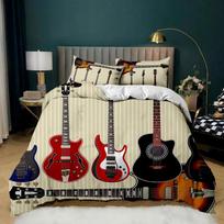 Guitar Duvet Cover Set Electric Guitar In Burning  Musical Creativity Concept Music Double Queen King Size Polyester Qulit Cover 70x133cm 2pcs