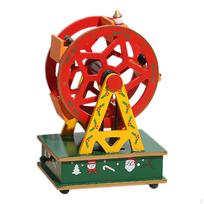 Christmas Music Box Ornament Wheel Tabletop Wooden Musical for Festivals geltona
