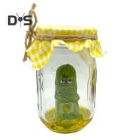 Grumpy Pickle Sculpture In Clear Jar Sad Anxious Pickled Cucumber Figurine Statue Home Office Desktop Decoration Ornament Christmas Gift beige