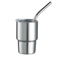 Mini 3 oz vakuuminis gėrimų puodelis vynui, viskiui, izoliuotas puodelis, nerūdijančio plieno kavos puodelis su šiaudeliu, dovanų puodelis šampano vakarėliui sidabras