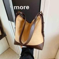 Retro Suede Tote Bag for Women Autumn Winter Versatile Large Capacity Crossbody Bag Texture Commuting Single Shoulder Bucket Bag (20cm<Max Length<30cm) brown
