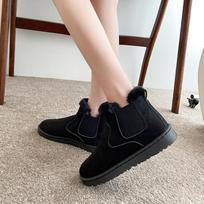 Snow Boots Women's Winter New Short Tube Flat Bottom Student Velvet Fashion Winter Cotton Shoes Short Boots Women 41 chaki