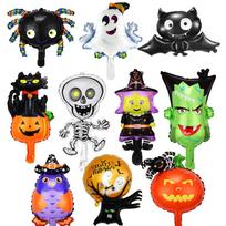 12 Pcs Halloween Cartoon Pumpkin Bat Skeleton Witch Balloon Carnival Holiday Party Arrangement Decoration Halloween Party Favors