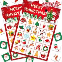 24 Players Christmas Bingo Cards Xmas Winter Holiday Party Paper red