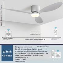 85-265V Modernus LED lubų ventiliatorius su šviesa 42 52 colių nuolatinės srovės variklis 6 greičiai elektrinis ventiliatorius su nuotolinio valdymo pultu žemų lubų lubų ventiliatoriaus lempos 85-265V