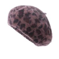 Beret Retro Leopard Print Artist Hat Plush Bud Hat Women Autumn Winter M（56-58cm） tamsiai ruda spalva