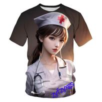 New Summer Tide Nurse Picture Men T-Shirts  Casual 3D Print Tees Hip Hop Personality Round Neck Short Sleeve Quick-Dry Tops S