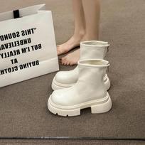 madingi rudens stambūs moteriški siauri ankle boots madingi užtrauktukai gale platformos kulnas trumpi ankle boots gatvės stiliaus moteriški batai 35 smėlis