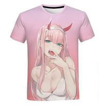 Dear in France 3D printed T-shirt anime zero two fashion oversized short sleeve T-shirt sports trend high quality top clothing S