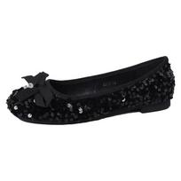 Fashion 2024 New Shiny Sequined Ballet Flats Summer Women Bow Round Toe Mary Janes Shoes Fashion Diamond Pendant Elegant Ladies Loafers 35 juoda