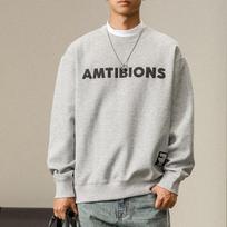 Autumn American Heavy Black Crew Neck Sweater Men'S Loose Large Size Casual Youth Printed Top Trend M white