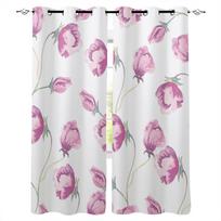 Pink Flower White Blackout Curtains For Living Room Bedroom Printed Window Treatment Drapes Home Decor W135 x H60cm white