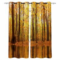 Autumn Sunset Forest Blackout Curtains For Living Room Bedroom Window Treatment Blinds Drapes W135 x H60cm