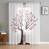 Love Tree Of Life White Window Treatment Tulle Modern Sheer Curtains for Kitchen Living Room the Bedroom Curtains Decoration W135 x H114cm white