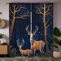 2 pieces of HD giraffe mother-child love decorative curtain Blue tie digital printed curtain home decoration style decoration li W52H63inchW132H160cm brown