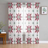 Christmas Snowflake Abstract Loop Curtains For Living Room Bedroom Home Decoration Window Voile Tulle Curtain Drapes W135 x H114cm