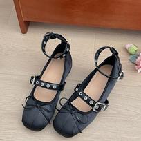 Fashion Women Bow Shallow Flats Ballet Dance Shoes 2024 Autumn New Designer Fashion New Walking Shoes Cozy Soft Dress Trend Femme Shoes 35 juoda
