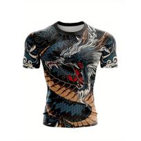Animated 3D Printed T-shirt Men's Compression Shirt Short Sleeve Top Fitness T-shirt Novel Slim-fit Tight T-shirt Men's Cosplay S black