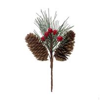 Dirbtinis pušies šakelė su raudonais uogomis girliandoms, „pasidaryk pats“ vainikams, šventėms Length 18cm black