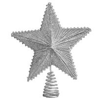 Kalėdinės eglutės viršūnės žvaigždė Šventinė eglutės dekoracija Rankų darbo eglutės viršūnė 30silver cotton gray